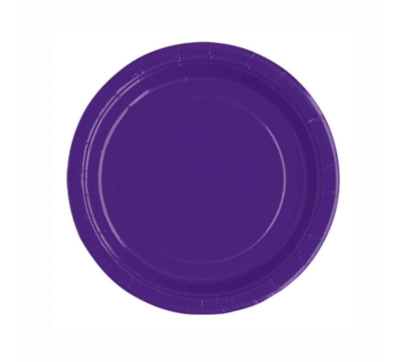 Unique Deep Purple Solid Round Dessert Paper Plates - 7" (20 Ct) - Vibrant Party Plates for Appetizing Treats - Perfect for Birthdays & Events