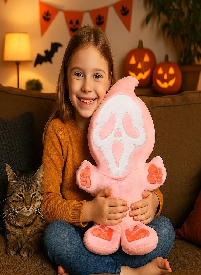 GAGEC Halloween Ghost Pillow Pink Halloween Funny Spooky Ghost Throw Pillows 15.8 Inch Home Sofa Decorations Horror Decor for Friends Family - Image 2
