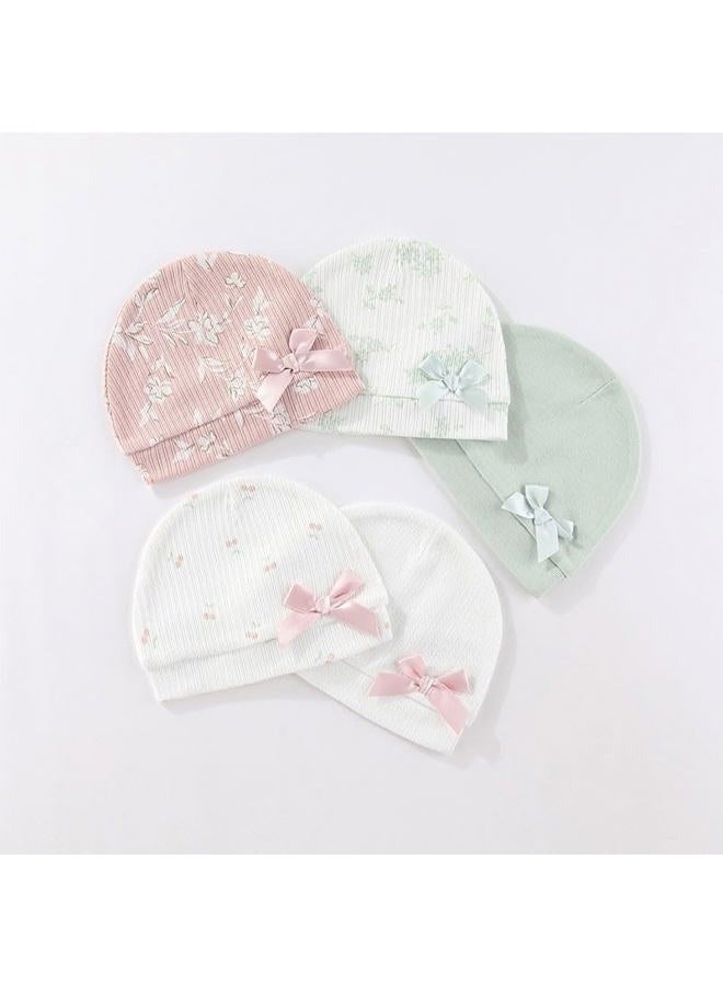 Kiddiezoom 10 Pieces Newborn Baby Cotton Cap and Mitten Sets, Multicolor1, 0-6 Months - Image 2
