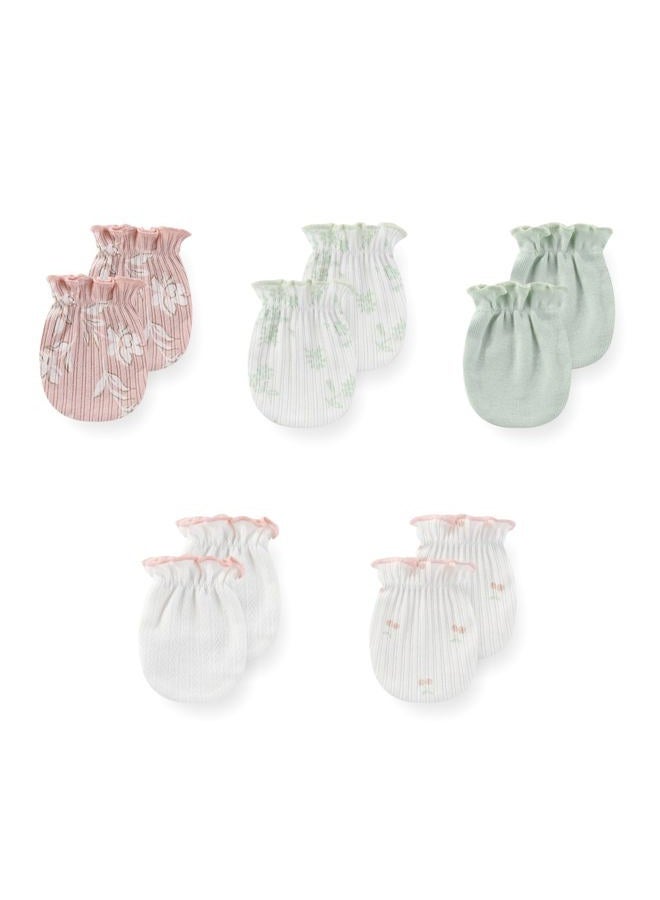 Kiddiezoom 10 Pieces Newborn Baby Cotton Cap and Mitten Sets, Multicolor1, 0-6 Months - Image 3