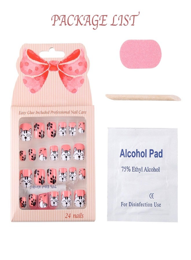 Kawyehu Kids Press on Nails Children Fake Nails Artificial Nail Tips Adhesive Full Cover Short False Fingernails for Girls Kids Nail Decoration (Glitter Heart-B) - Image 5