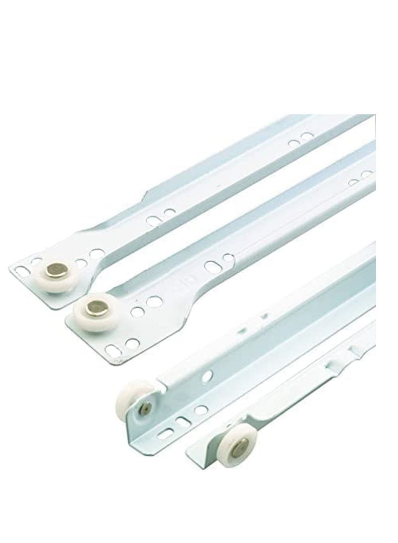 RACO Sliding Drawer Rail 1 Pair Full Extension Track Rail for Cabinets Dresser Wardrobe Kitchen Trash-White (18 INCH) - Image 1