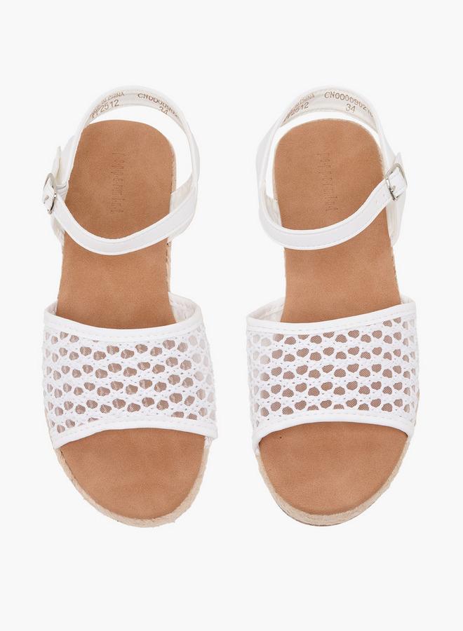 Peppermint Girls Mesh Detail Buckle Closure Espadrille Sandals - Image 2