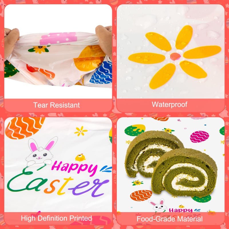 PERFQU 3 Pcs Easter Tablecloth-Happy Easter Bunny Table Cover, Disposable Plastic Rectangle Easter Colorful Eggs Table Cloth for Spring Easter Day Table Decorations and Party Supplies, 54 x 108 Inch - Image 4