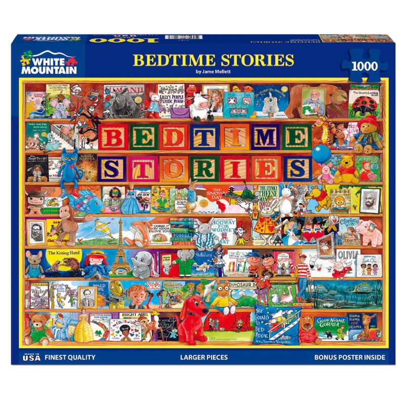 White Mountain 1000 Piece Jigsaw Puzzle Book Collage Puzzles with Large Pieces Gift for Adults and Family 24x30 - Bedtime Stories - Image 3