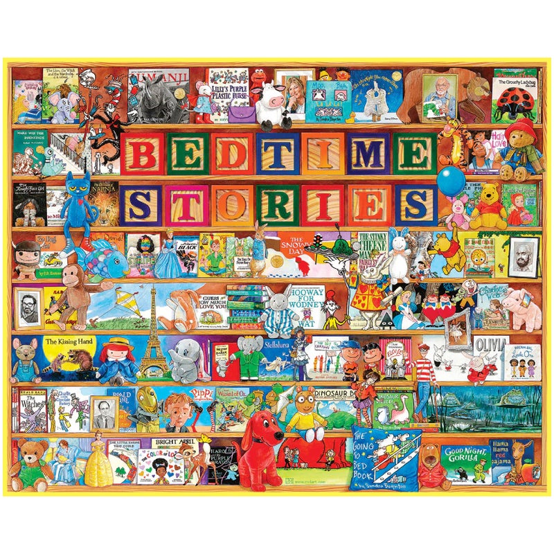 White Mountain 1000 Piece Jigsaw Puzzle Book Collage Puzzles with Large Pieces Gift for Adults and Family 24x30 - Bedtime Stories - Image 1