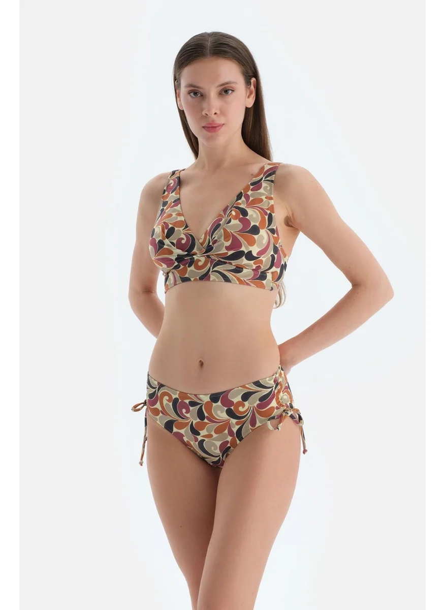 داجي Purple Side Pleated Bikini Bottom