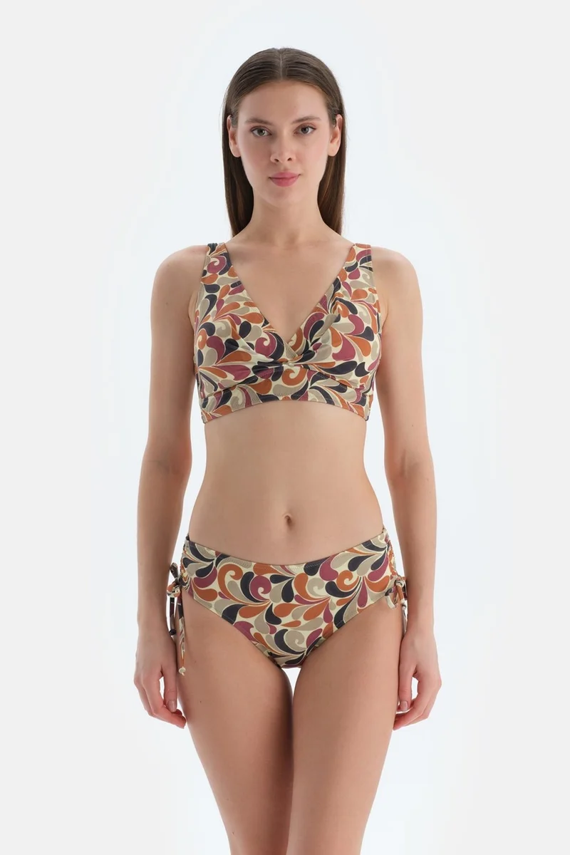 dagi Purple Side Pleated Bikini Bottom