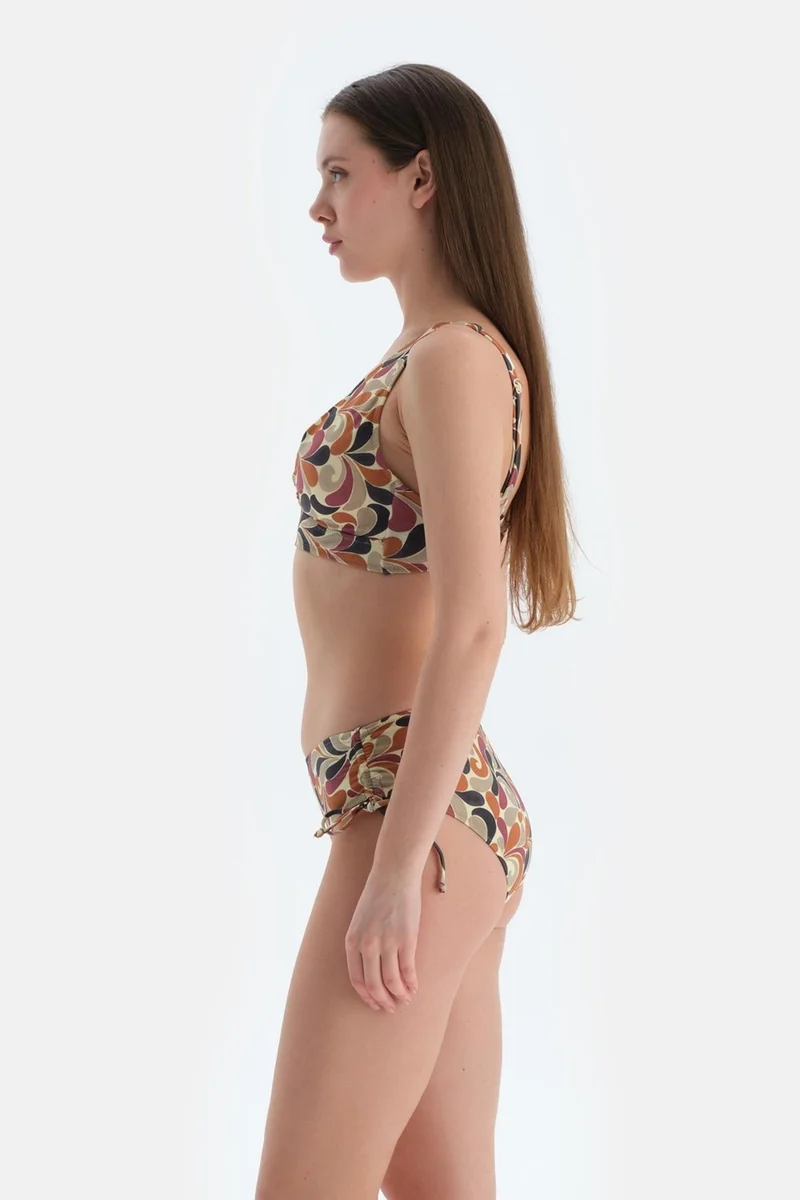 dagi Purple Side Pleated Bikini Bottom