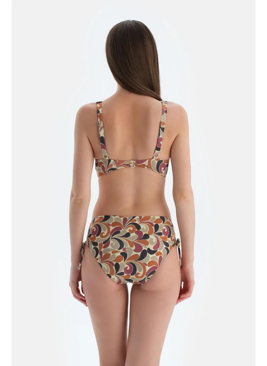 داجي Purple Side Pleated Bikini Bottom