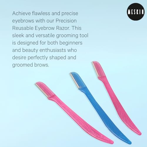 MESKIN Multicolor Eyebrow Razor Sticks Professional Facial Hair Remover Precision Trimming & Shaving Tool Netted blade Technology (Pack of 3) - Image 4