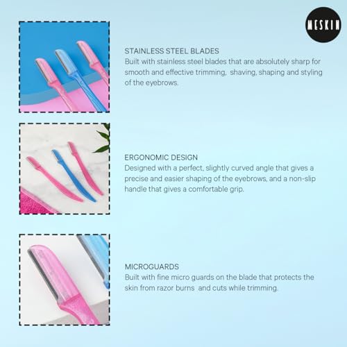 MESKIN Multicolor Eyebrow Razor Sticks Professional Facial Hair Remover Precision Trimming & Shaving Tool Netted blade Technology (Pack of 3) - Image 5