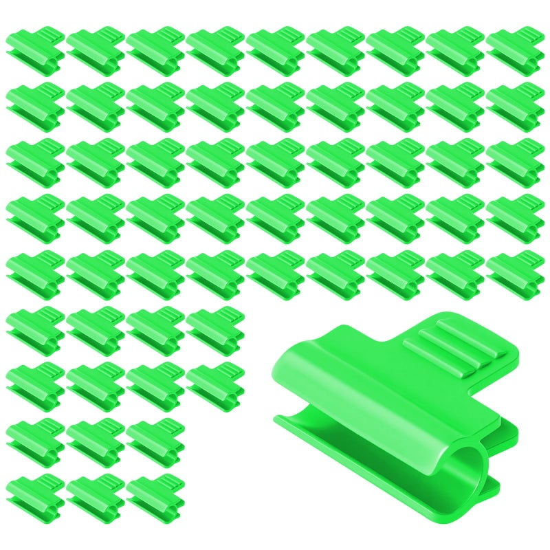 OFFCUP 40 x Film Clips, 11 mm Greenhouse Clips Garden Hoop Clips, Plastic Fasteners Clip for Plant Extension Pole Tube for Greenhouse Sheds Frame, Green - Image 1