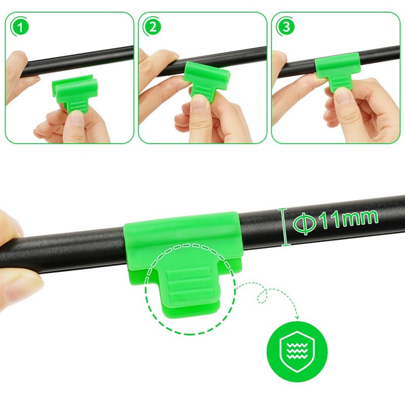 OFFCUP 40 x Film Clips, 11 mm Greenhouse Clips Garden Hoop Clips, Plastic Fasteners Clip for Plant Extension Pole Tube for Greenhouse Sheds Frame, Green - Image 5