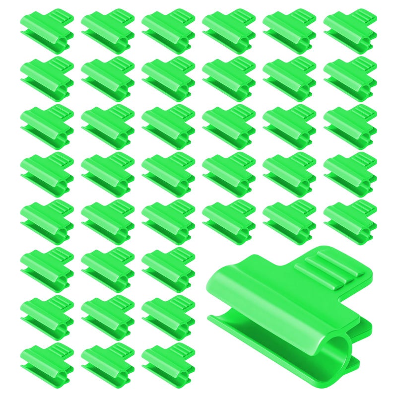 OFFCUP 40 x Film Clips, 11 mm Greenhouse Clips Garden Hoop Clips, Plastic Fasteners Clip for Plant Extension Pole Tube for Greenhouse Sheds Frame, Green - Image 2