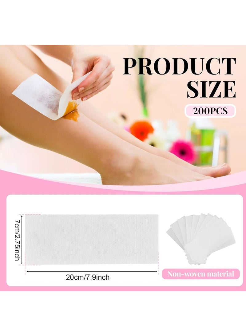 SYOSI Waxing Strips for Hair Removal, Face Eyebrow Legs and Bikini Area Wax Paper Strips, Non Woven Smooth Finish Hair Remover, 200 Pcs Large Quantity for Women Home and Salon Use, White - Image 2