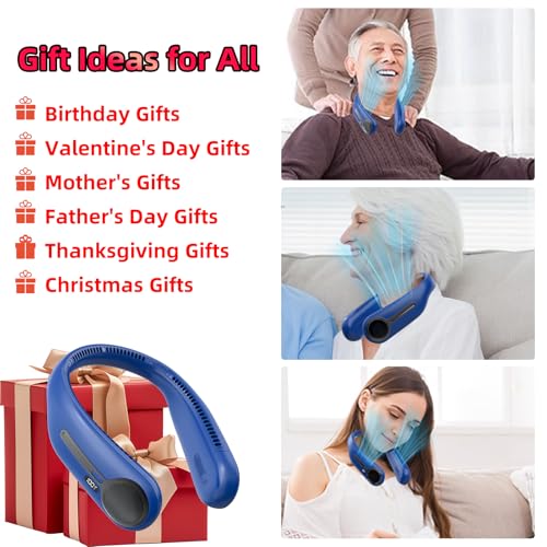 Kinhowly Portable Neck Fan, Personal Wearable Bladeless Fan, 6000mAh USB Rechargeable, 360° Cooling, LED Display, 4-Speeds, Hands Free Fan for Outdoor Indoor, Birthday Gifts for Men Women Dad Mom (Navy) - Image 5
