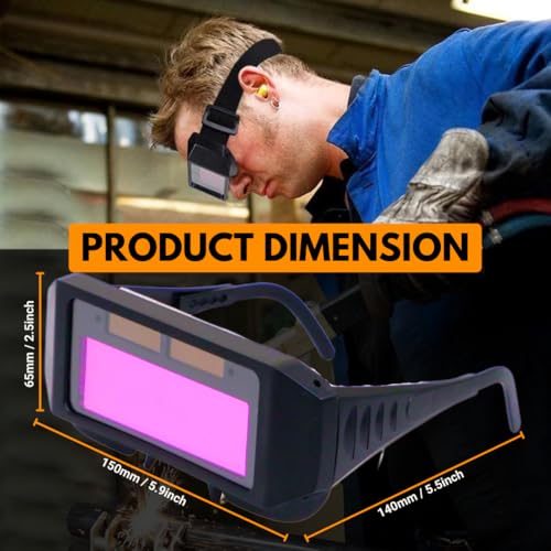 Homdum Welding Glasses Auto Darkening Welding Goggles Safety Eyes Protective Welder Glasses With 2 Sensors For TIG MIG MMA, Black - Image 5