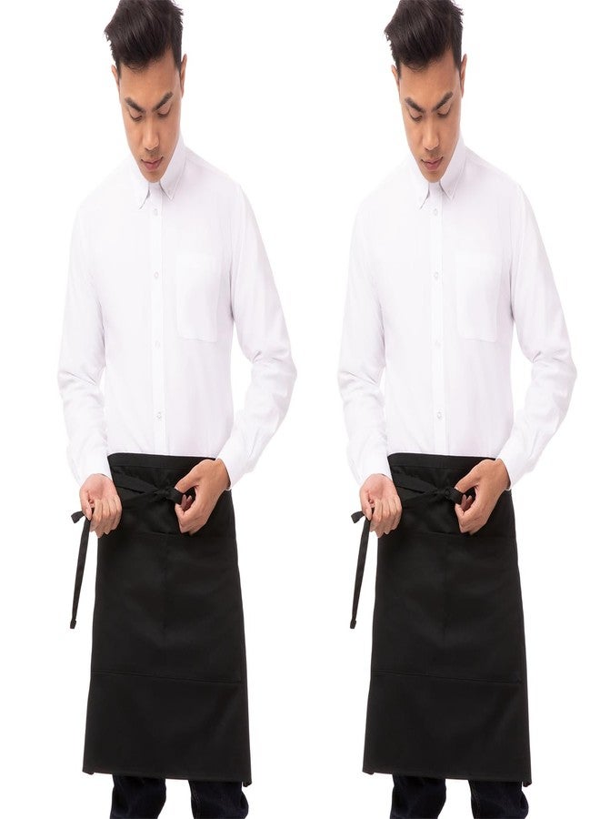Chef Works Unisex Half Bistro Server Apron, Black, One Size (2 Pack) - Image 1