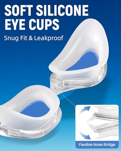 Keary 2 Pack Goggles Swimming Adult Swim Goggles for Men Women Swimming Goggles Youth Adults Anti-Fog Goggle Pool Open Water Glasses Waterproof UV Protection Clear Vision Swim with Case - Image 3