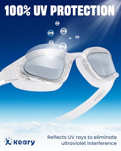 Keary 2 Pack Goggles Swimming Adult Swim Goggles for Men Women Swimming Goggles Youth Adults Anti-Fog Goggle Pool Open Water Glasses Waterproof UV Protection Clear Vision Swim with Case - Image 5