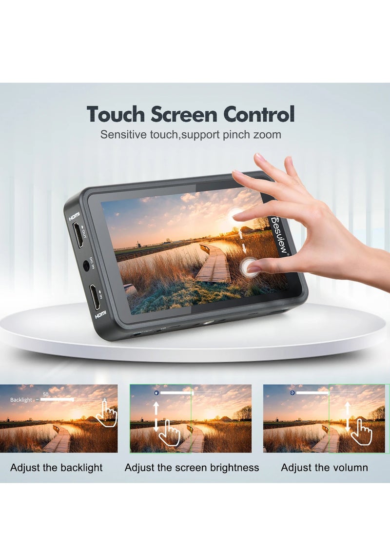 Desview R5ii Camera Monitor 5.5 Inch 800Nits HD Touch Screen Camera Field Monitor 1920×1080 IPS 3D Lut 4K HDMI Input/Output