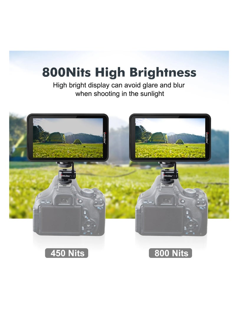 Desview R5ii Camera Monitor 5.5 Inch 800Nits HD Touch Screen Camera Field Monitor 1920×1080 IPS 3D Lut 4K HDMI Input/Output