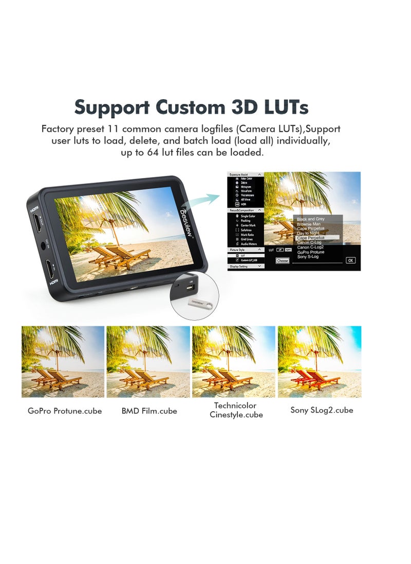 Desview R5ii Camera Monitor 5.5 Inch 800Nits HD Touch Screen Camera Field Monitor 1920×1080 IPS 3D Lut 4K HDMI Input/Output