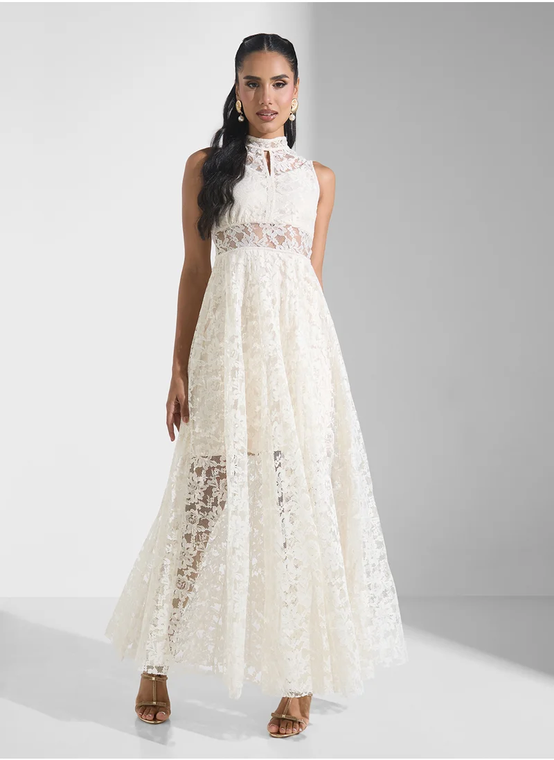 جينجر بوتيك Sweetheart Neckline Lace Embellished A Line Gown