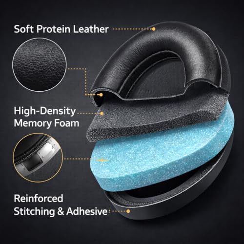 Mizi Professional Ear Pads Cushions Replacement for Bose QuietComfort 45 (QC45) Over-Ear Headphones, Ear Pads with Softer Protein Leather, Noise Isolation Memory Foam - Black - Image 4