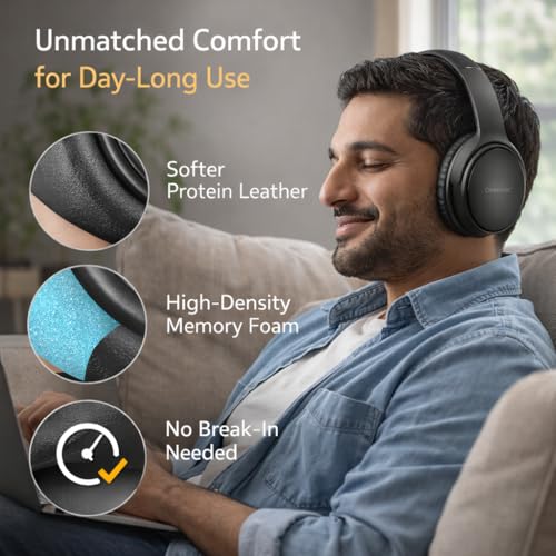 Mizi Professional Ear Pads Cushions Replacement for Bose QuietComfort 45 (QC45) Over-Ear Headphones, Ear Pads with Softer Protein Leather, Noise Isolation Memory Foam - Black - Image 5