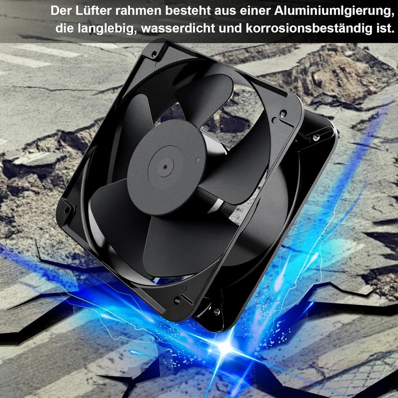 GDSTIME Fan 230 V 200 mm x 60 mm 220 V Dual Ball Bearing 200 mm 20060 Axial Cooling Fan AC 240 V Brushless 370 CFM for Ventilation Exhaust Fan Replacement - Image 5