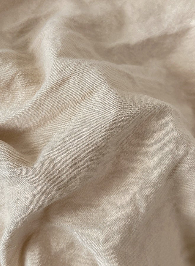 LUNA Home Washable Cotton 6 Pieces King Size Duvet Cover Plain Design, Plain Beige Color - Image 3