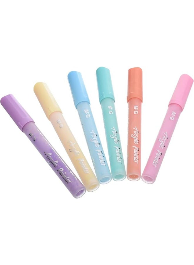 M&G Acrylic Pen Set, Pastel Art Creations, Fine Tip, Vibrant Ink, 6 Pens - Image 2