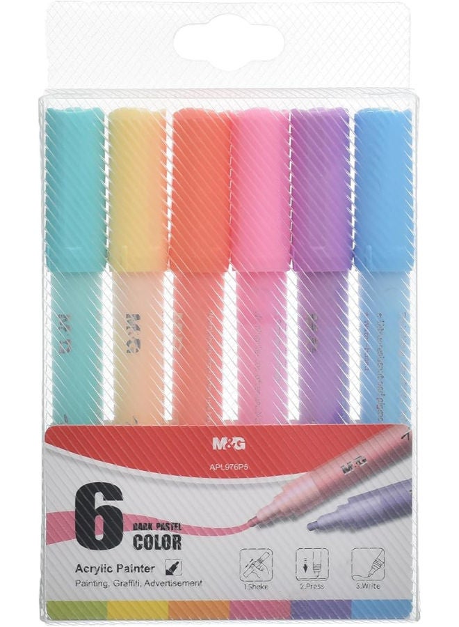 M&G Acrylic Pen Set, Pastel Art Creations, Fine Tip, Vibrant Ink, 6 Pens - Image 4