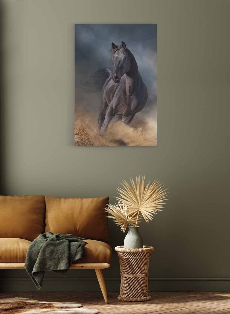 لوحة كانفاس على إطار خشبي، تصميم حصان مع غبار الصحراء، للمنزل، غرفة المعيشة، المكتب، الديكور - Image 2