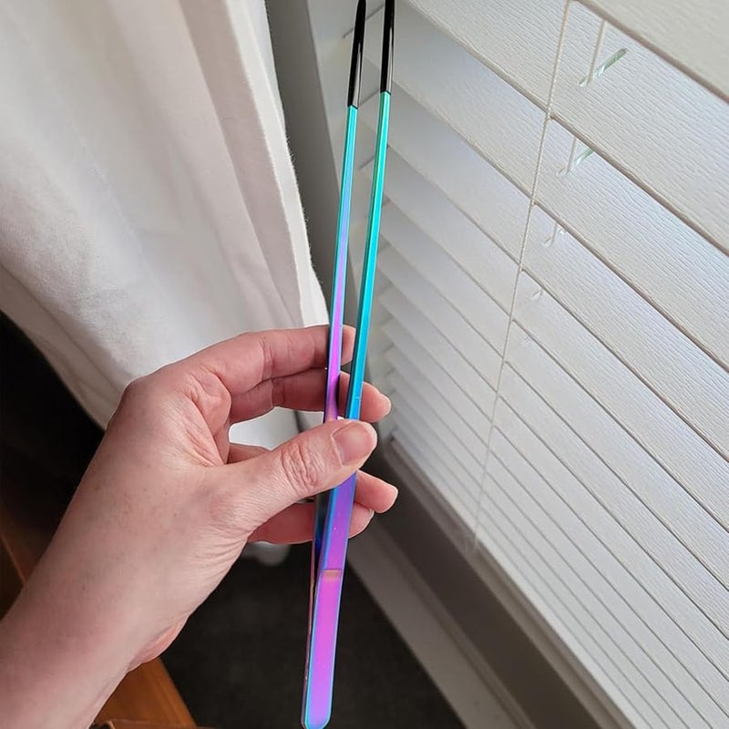 Silver Reptile Feeding Tongs Set Straight And Curved Long Tweezers With Non Slip Tip - Image 5