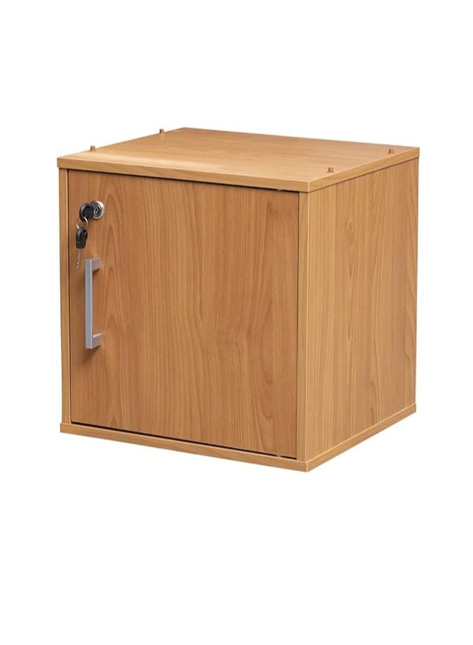 Midwest خزنة منزلية | صندوق خزنة بنكية | صندوق نقدي | صندوق مجوهرات خشبي | صندوق تخزين بقفل مفتاح | خزنة منزلية ومكتبية - خشب الكرز - Image 1