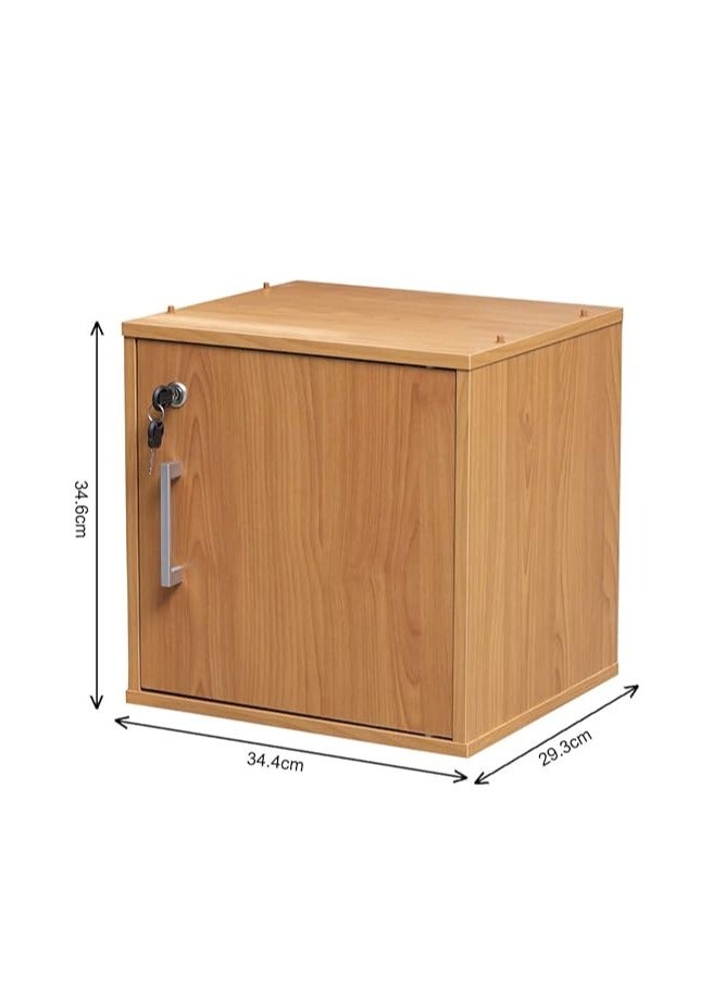 Midwest خزنة منزلية | صندوق خزنة بنكية | صندوق نقدي | صندوق مجوهرات خشبي | صندوق تخزين بقفل مفتاح | خزنة منزلية ومكتبية - خشب الكرز - Image 2