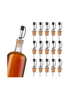 KASTWAVE 16 Pack Cork Bottle Spouts, Stainless Steel Oil Bottle Stoppers, Bottle Dividers with Dust Caps, Oil Pour Spouts Rubber Bottle Corks for Olive Oil and Vinegar Bottles  - Image 1