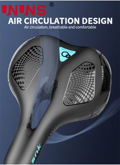 UNUNS Bike Seat,Gel Foam Padded Leather Bicycle Saddle,Wide Bike Saddle Cushion For Women Men,Shock Absorbing Breathable Saddle Cushion For MTB Mountain Bike Road Bike Exercise Bike,With Waterproof Cover  - Image 2