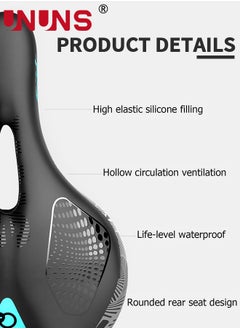 UNUNS Bike Seat,Gel Foam Padded Leather Bicycle Saddle,Wide Bike Saddle Cushion For Women Men,Shock Absorbing Breathable Saddle Cushion For MTB Mountain Bike Road Bike Exercise Bike,With Waterproof Cover  - Image 4