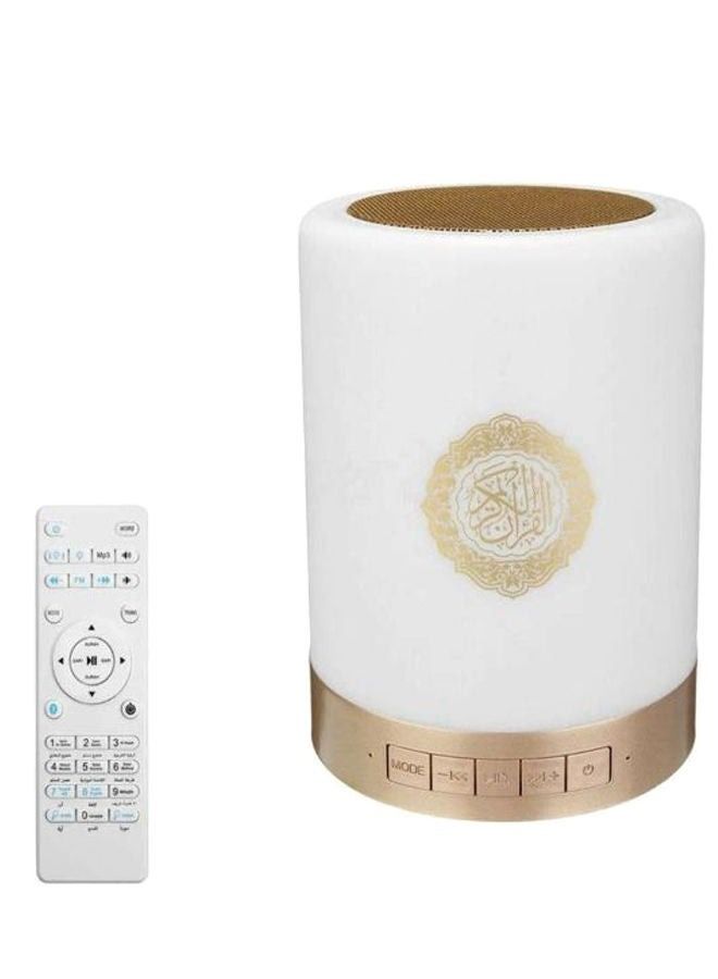 Quran LED Lamp Bluetooth Speaker With Remote White/Gold - Image 1