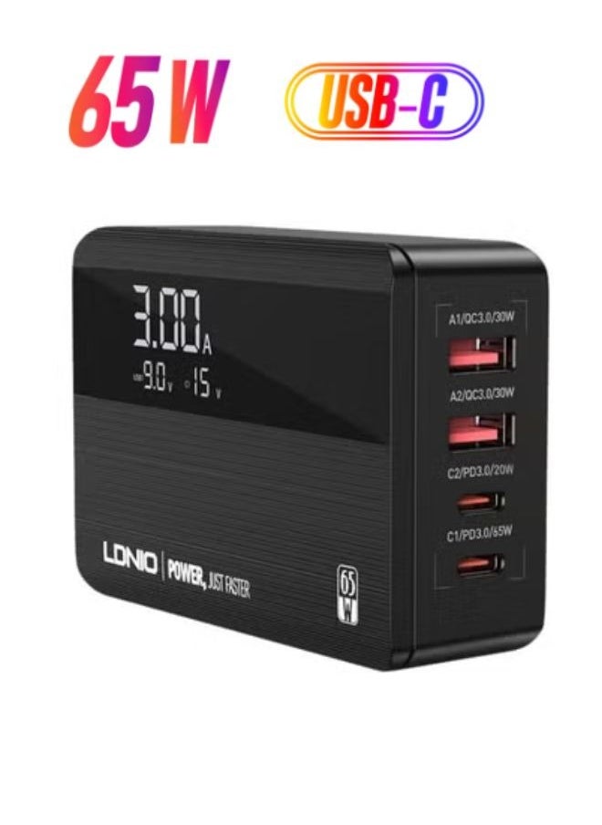 LDNIO - 65W USB C Charger, 4-Port Desktop USB Charger Station with PD+QC3.0, Multiport Fast Charger Adapter Compatible with MacBook Pro/Air, iPhone 13 Pro Max/12 Pro Max, iPad Series - Image 1