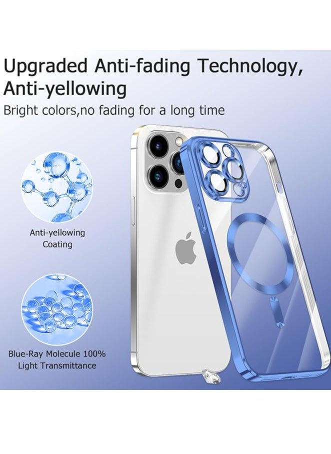 Case - Magnetic for iPhone 15 Pro Case with MagSafe [Support Wireless Charging] Clear TPU Shockproof Protective Phone Cover for iPhone 15 Pro Case with Integrated Camera Lens Protector Blue - Image 1