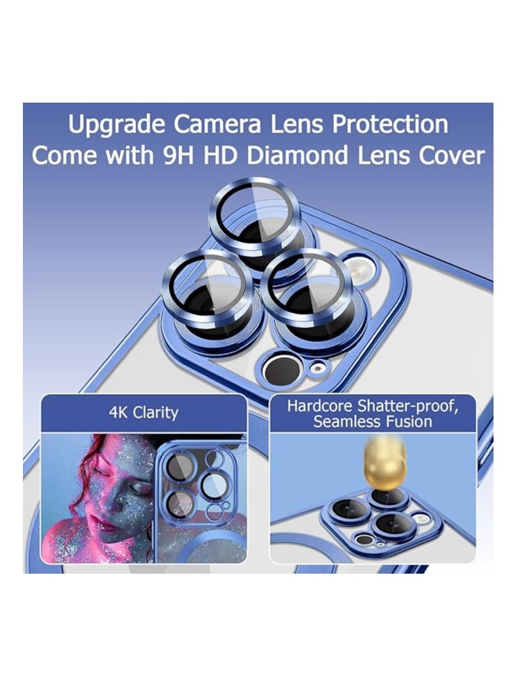 Case - Magnetic for iPhone 15 Pro Case with MagSafe [Support Wireless Charging] Clear TPU Shockproof Protective Phone Cover for iPhone 15 Pro Case with Integrated Camera Lens Protector Blue - Image 1