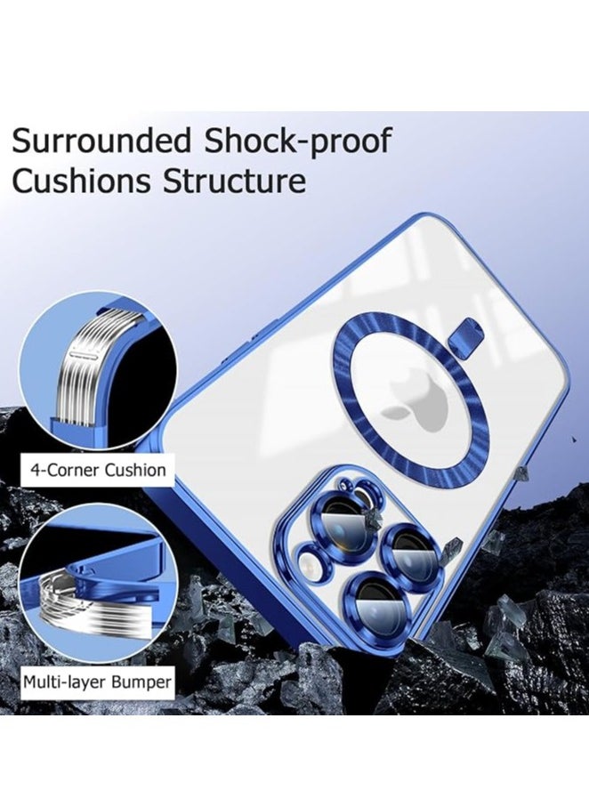 Case - Magnetic for iPhone 15 Pro Case with MagSafe [Support Wireless Charging] Clear TPU Shockproof Protective Phone Cover for iPhone 15 Pro Case with Integrated Camera Lens Protector Blue - Image 1