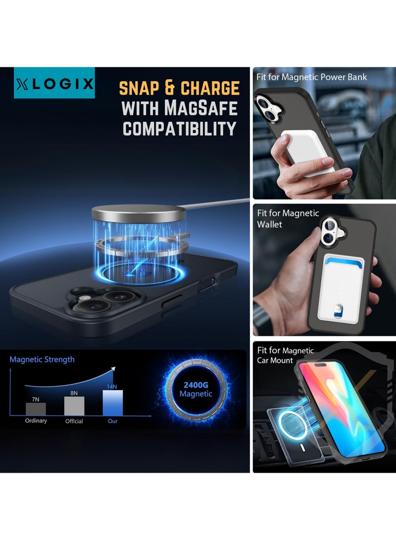 XLogix FrostX for iPhone 16 Case, Frosted Black - Slim Protective Cover with MagSafe Compatibility | Shockproof & Scratch-Resistant Design, FrostX Series - Image 4