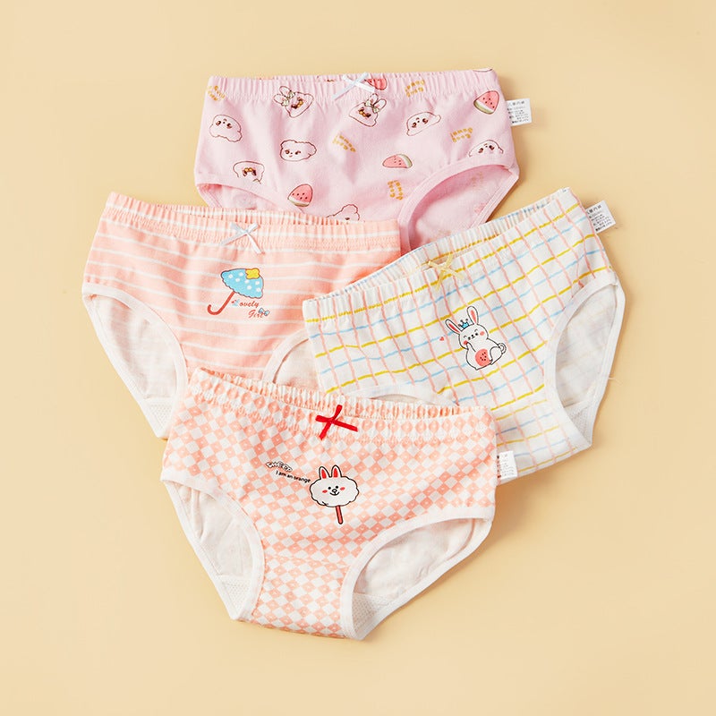 Childrens underwear boxer baby shorts female antibacterial small and medium-sized children girls triangle underwear girls underwear BH104 complete colors 