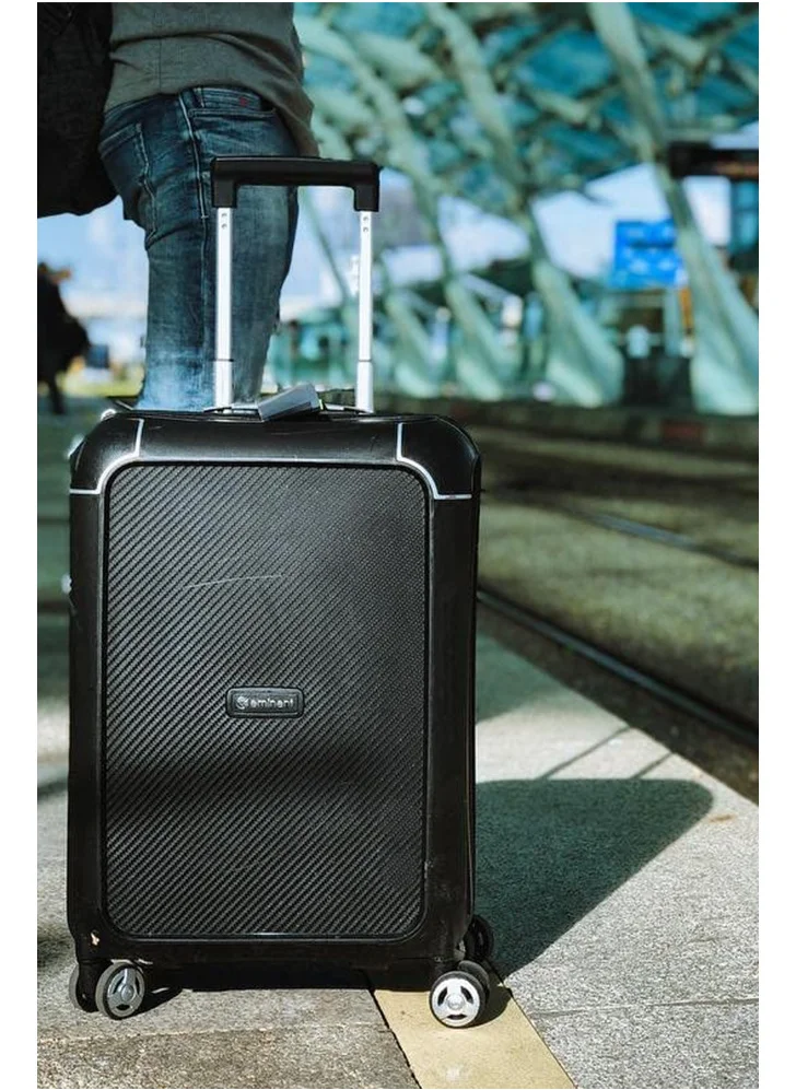 إيمينينت Champion Hard Case Travel Bag Luggage Trolley Polypropylene Lightweight 4 Quiet Double Spinner Wheels Suitcase With TSA Lock B0002 Black